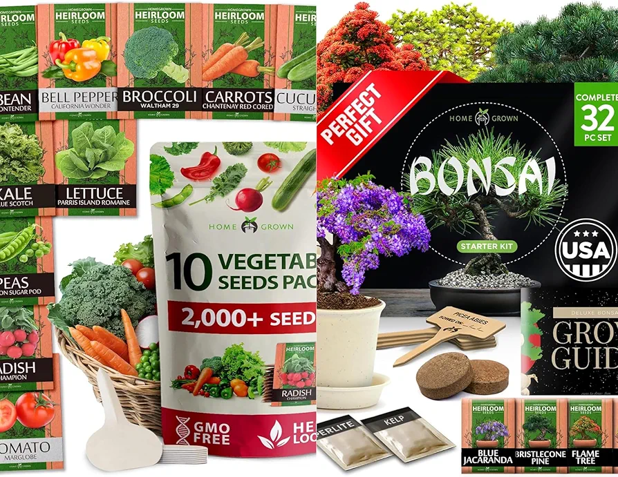 2,000+ Vegetable Seeds for Planting - Bonsai Tree Kit - Gifts for Men & Women