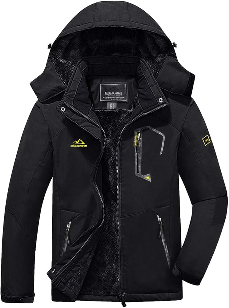 FASKUNOIE Men's Winter Coats Windproof Warm Fleece Ski Snowboarding Jackets Parka with Zipper Pockets