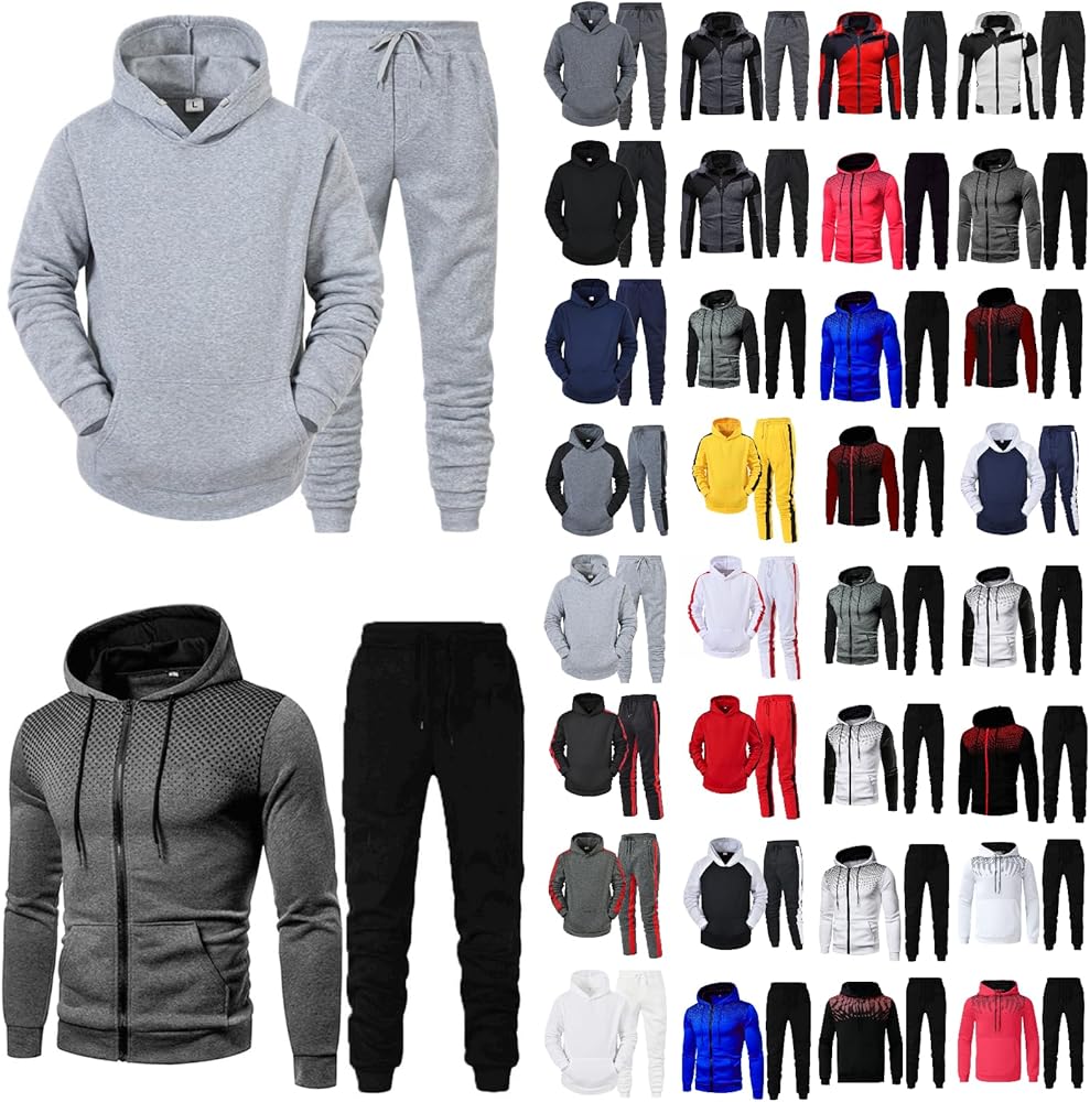 JMMSlmax Mens Tracksuit 2 Piece Hoodie Mens Hoodie Sweatsuit Sets Men's Jogging Tracksuit Set Long Sleeve Outfit Pullover Set