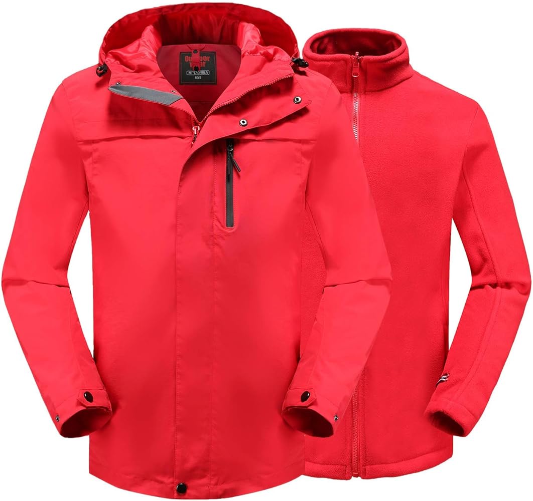 JOMLUN Men’s Ski Jacket 3 in 1 Waterproof Winter Jacket Snow Jacket Windproof Hooded with Inner Warm Fleece Coat