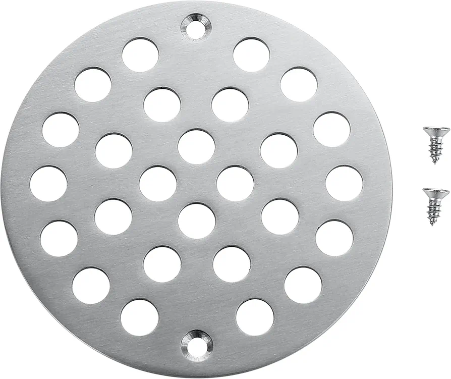 4 Inch Screw-in Round Shower Drain Cover,Shower Drain Hair Catcher Replacement Floor Drainer,Sturdy and Durable,Easy to Install