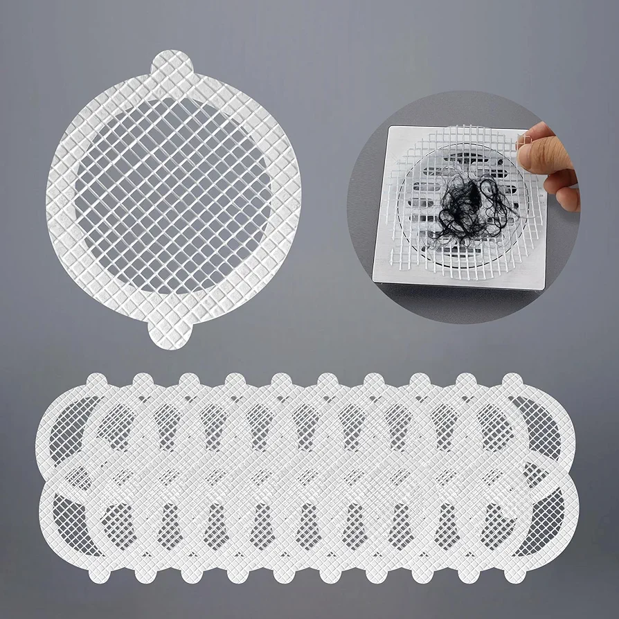 50 Pcs Disposable Shower Drain Cover Hair Catcher,Floor Drain Sticker，Drain Cover Sticker，Bathroom，Kitchen，Bathtub,Laundry,Shower Drain Stickers for Hair