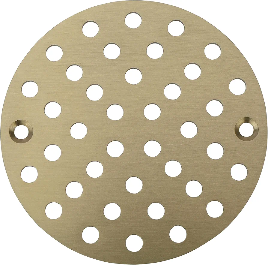 4 Inch Floor Drain Filter Cover, Threaded Circular Shower Drain Cover, Used for Drain Cover Replacement, Floor Drain Grate with Screws (Golden)