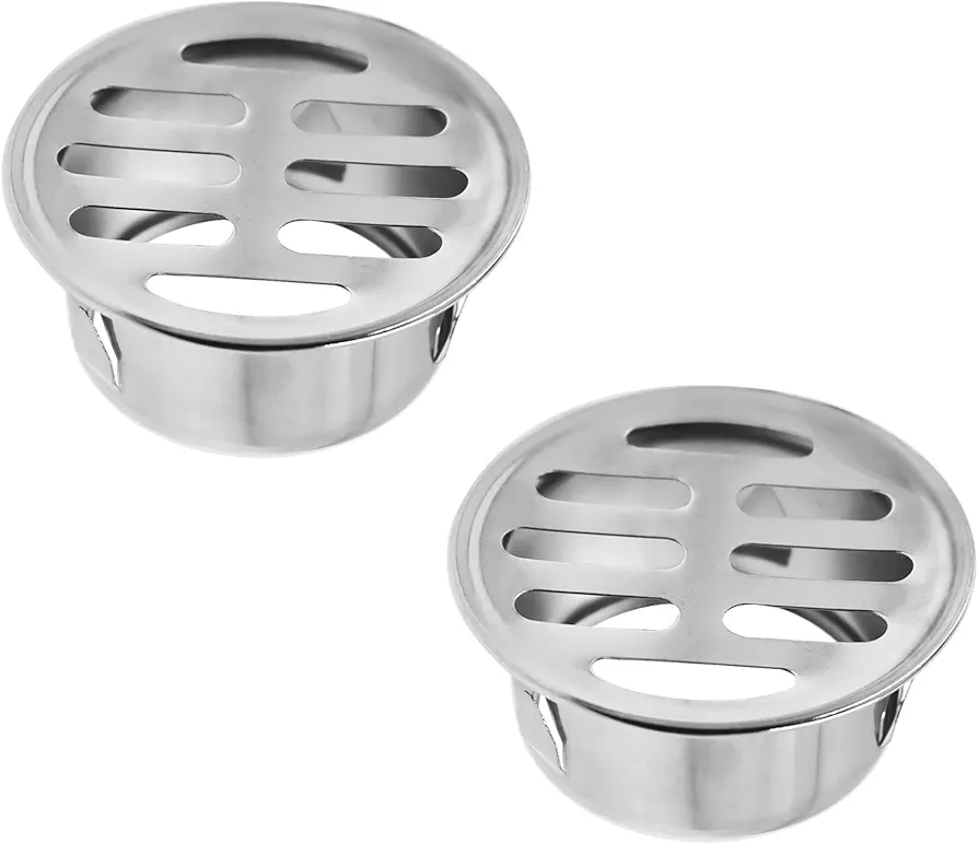 Round Floor Drain,304 Stainless Steel Snap in Floor Drain Shower Drain Cover Grate Cover for Outdoor Yard Drain-Pipe Exhaust Pipe Roof Balcony Use φ63mm/2.48''2 PCS