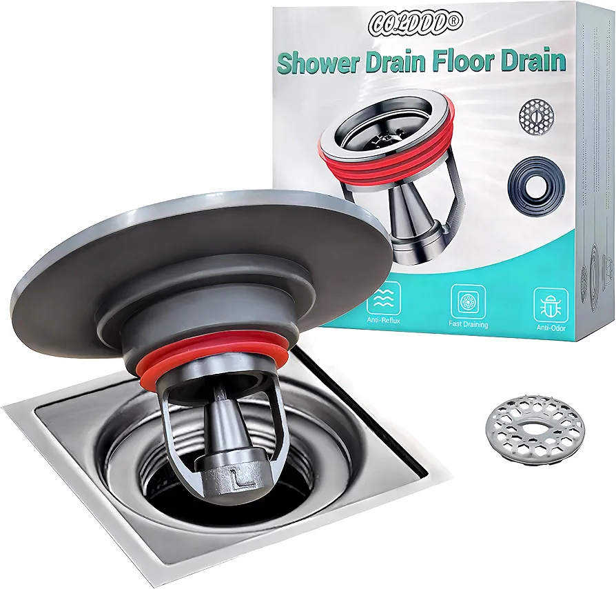 Shower Drain backflow Preventer, Odor-Proof Drain core, one-Way Drainage Valve, Magnetic Closure Valve, Made of Copper, Suitable for Floor drains, sewers, Drainage Pipes, Fitting for 1.9-3.9 '' ID.