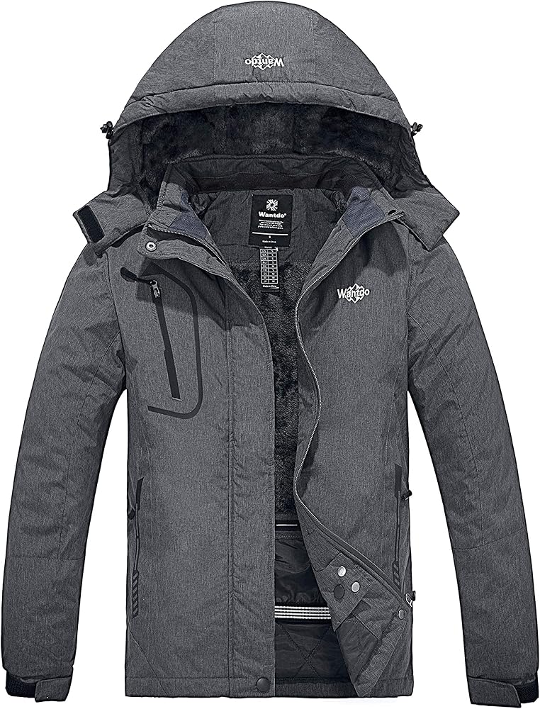 wantdo Women's Mountain Waterproof Ski Jacket Windproof Rain Jacket Winter Warm Hooded Coat