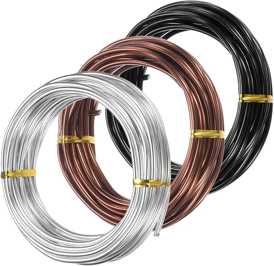 3-Rolls 3mm Bonsai Training Wire, 49.2 Feet Total Anodized Aluminum Bonsai Wires for Bonsai Tree Shaping/Branches Fixing/Trunk Holding/DIY Crafting [16.4ft Each, 3 Colors]