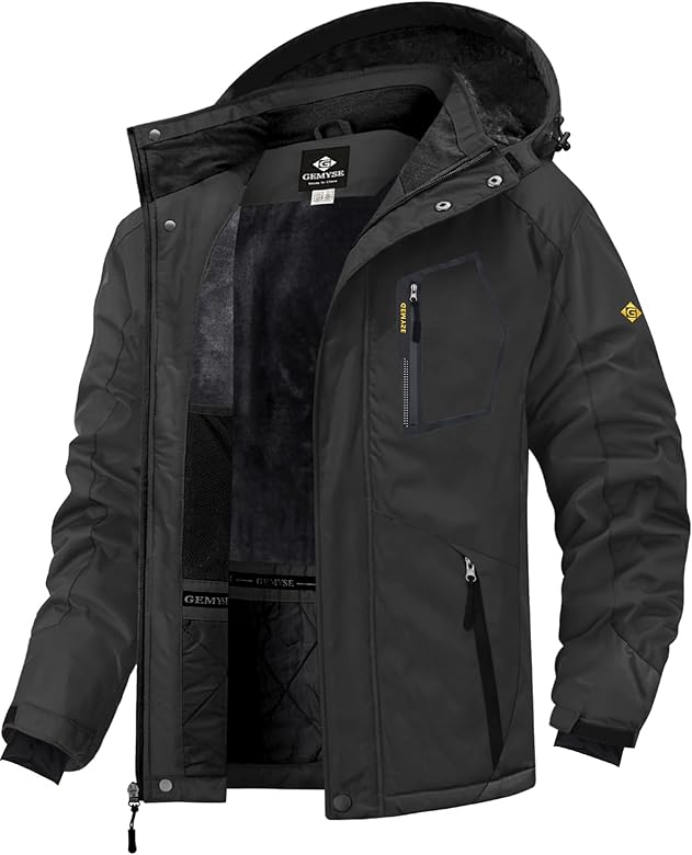 GEMYSE Men's Mountain Waterproof Ski Snow Jacket Warm Winter Windproof Parka Raincoat with Hood