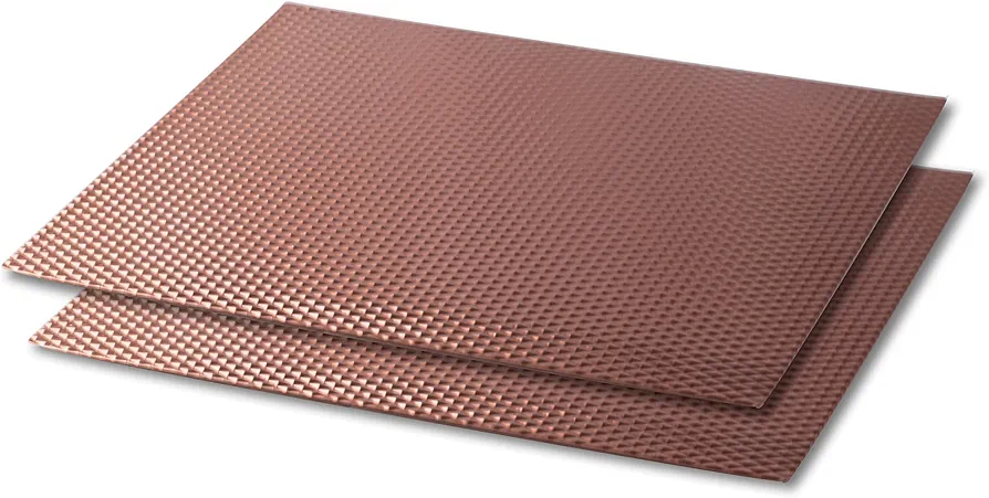 Heat Resistant, Non-Slip, Metal Counter/Table Protector Mat, Large - 14" x 17" - 2 Pack - Copper Color