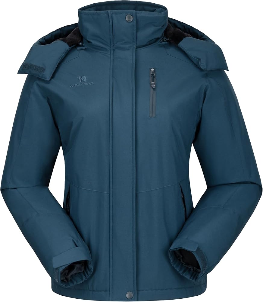 CAMELSPORTS Women's Waterproof Snow Ski Jakcet Fleece Warm Winter Coat Hooded Windproof Insulated Snowboarding Jacket