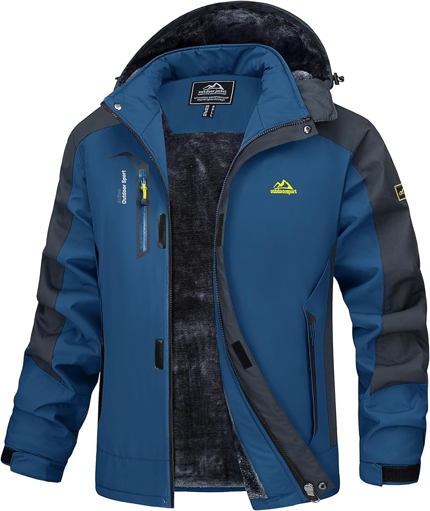 MAGCOMSEN Men's Winter Coats Water Resistant Ski Snow Jacket Warm Fleece Parka Raincoats With Multi-Pockets