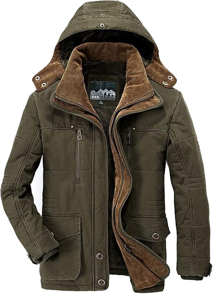 Men's Thicken Warm Winter Coat Mountain Ski Snowboard Jacket Hooded Parkas Coat, XXL-6XL