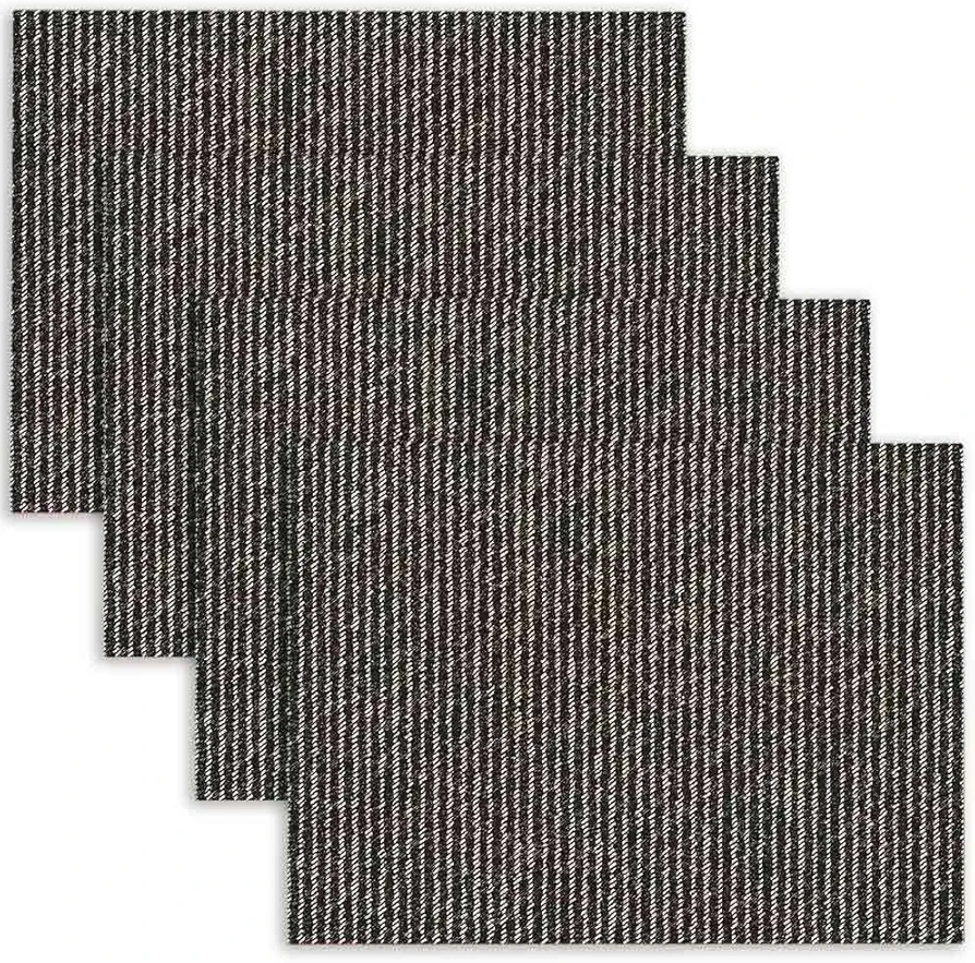 Placemats Set of 4 Charcoal Pin Striped Textured Pattern Linen Table Mats Easy to Clean Heat-Resistant Placemats for Dining Table Kitchen Decor Outdoor 12X18 Inch