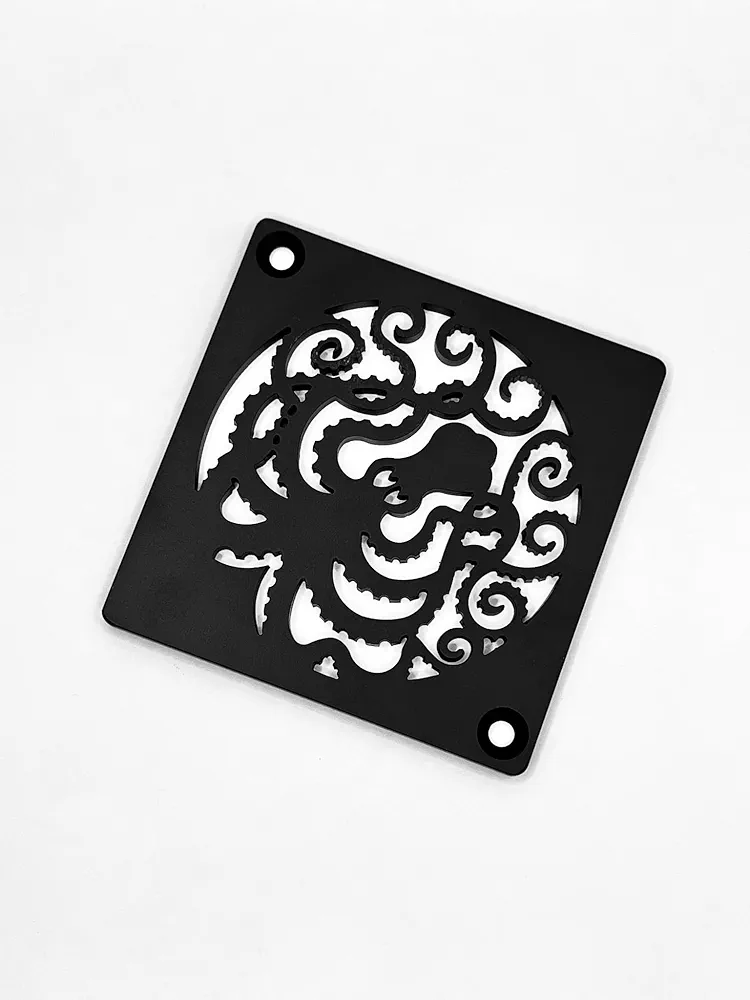 Octopus Design Drains, Square Shower Drain Replacement for Kerdi Schluter Size (Matte Black)
