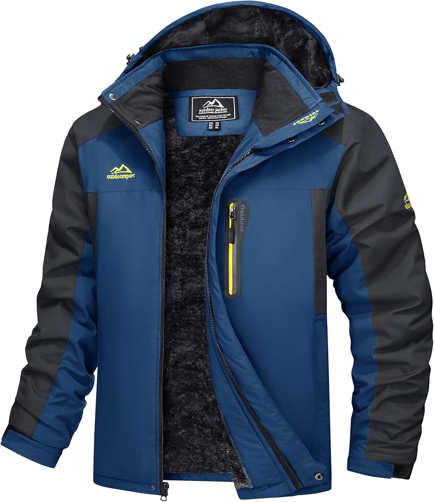 MAGCOMSEN Men's Winter Coats Water Resistant Snow Ski Jacket Fleece Lined Parka 5 Pockets