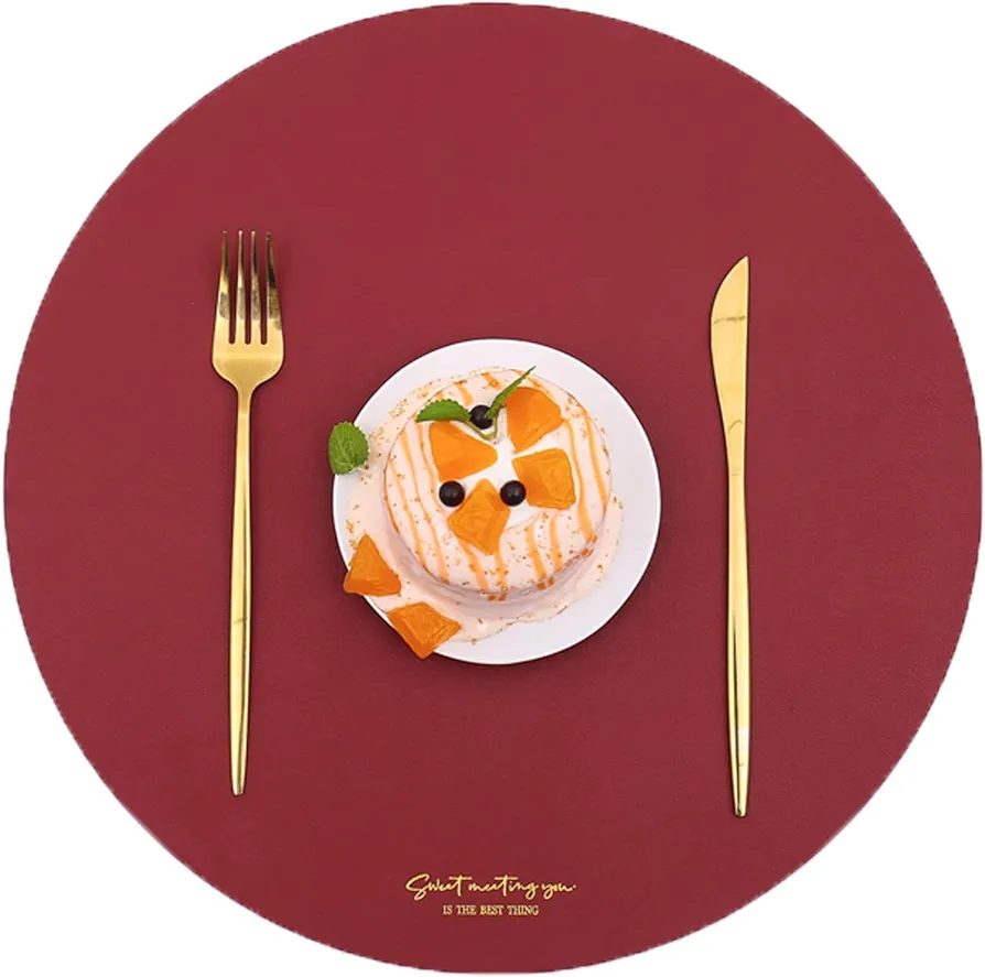 Round Placemats Set of 6 Table Place Mats of 4 Washable Heat Resistant PVC Dining Mat for Spring Red 8pcs