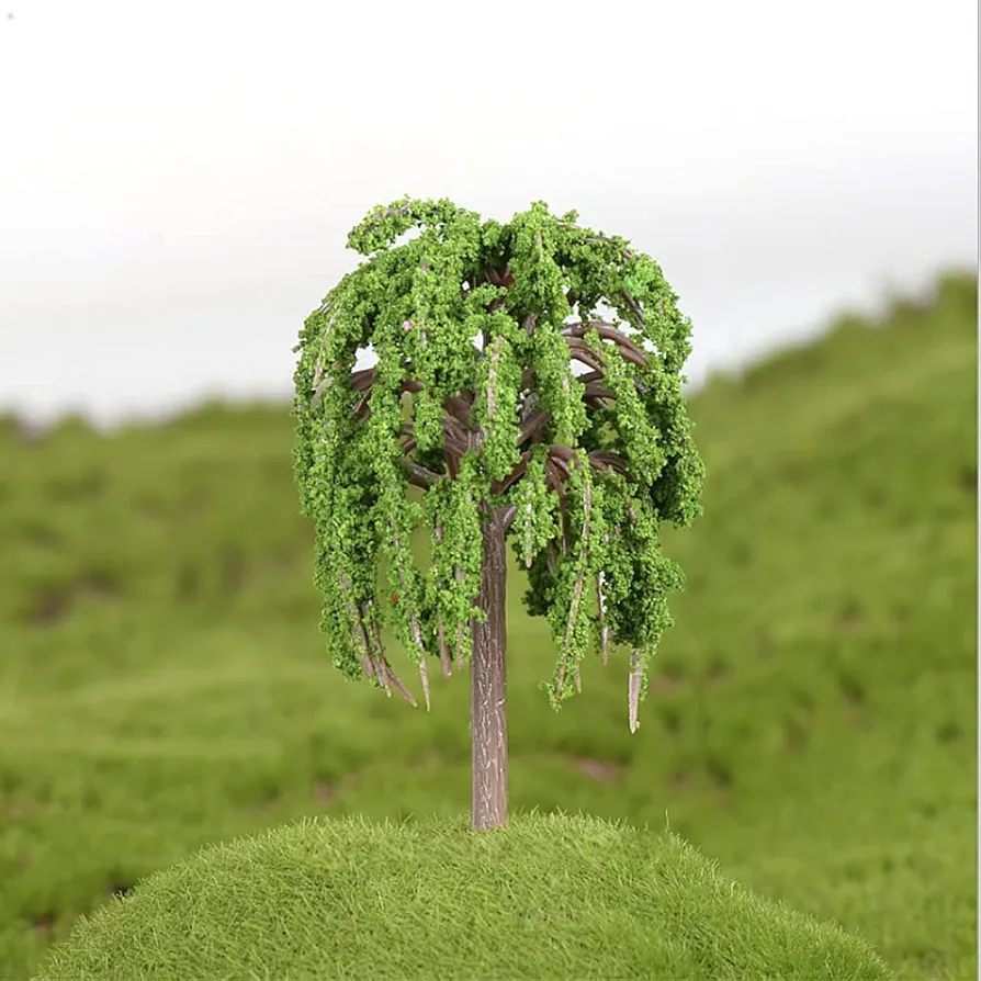 Garden Simulation Tree Figurines Decorations - Miniature Fairy Garden Accessories Flower Pot Plant Garden Set Resin Fairy Garden Kit for Kids Garden Micro Landscape Decor (Willow)