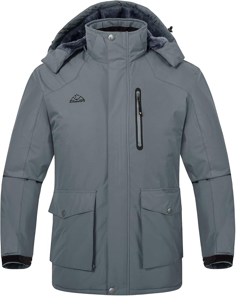 Rdruko Men's Ski Snow Jacket Waterproof Insulated Fleece Outdoor Mountain Hooded Winter Coat