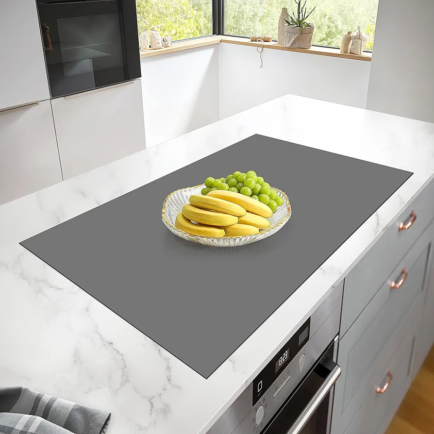 Silicone Mats for Kitchen Counter, Heat Resistant Countertop Protector, Non-Slip Table Mat Desk Saver Pad, Non-Stick Reusable Pastry Mat, Silicone Placemat, Craft Mat - 25'' X 17", Grey