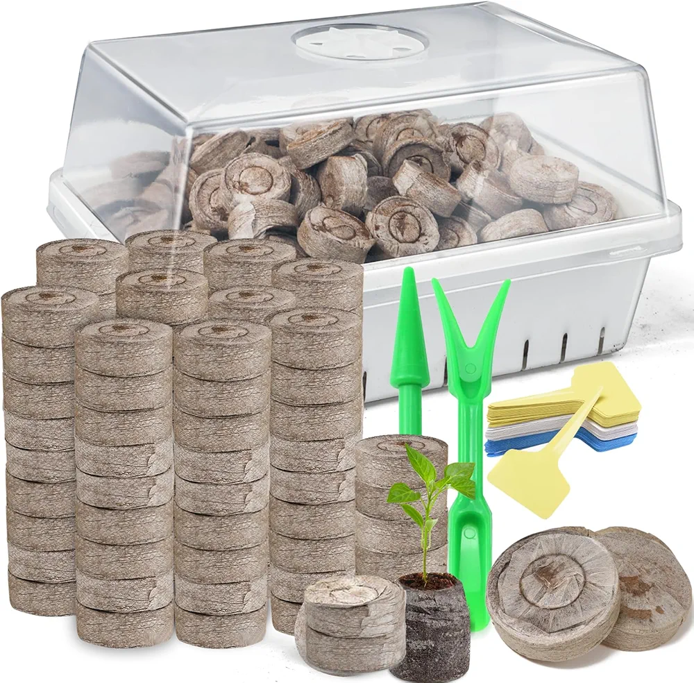 200pcs Seed Starter Pod Peat Pellets with a Small Covered Seedling Tray for Seedlings, Garden Plant Seed Starter Kit for Vegetable, Flower, Bonsai Tree