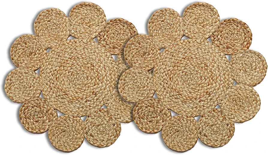 14-Inch Jute Braided Placemat - Heat Resistant, Reversible & Nonslip Round Trivets for Hot Plates, Pans, Ideal for Dining Table, Indoor & Outdoor Use, Natural Jute Brown