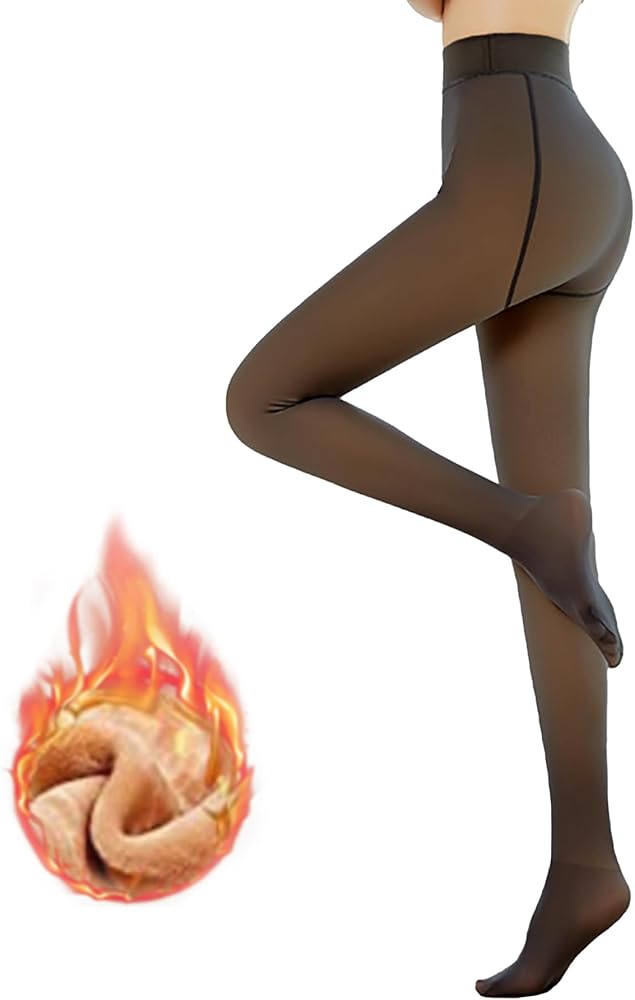 Women Fake Transparent Tight Fleece Lined Thick High Waist Elasticity Thermal Pantyhose Warm leggings For Winter