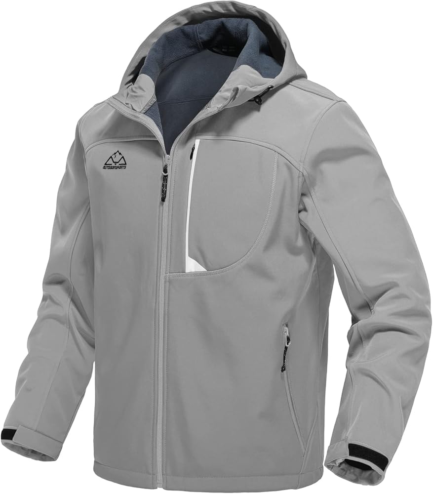 TBMPOY Men's Hooded Softshell Jacket Waterproof Windproof Ski Hiking Outerwear Fleece Lined Winter Coat
