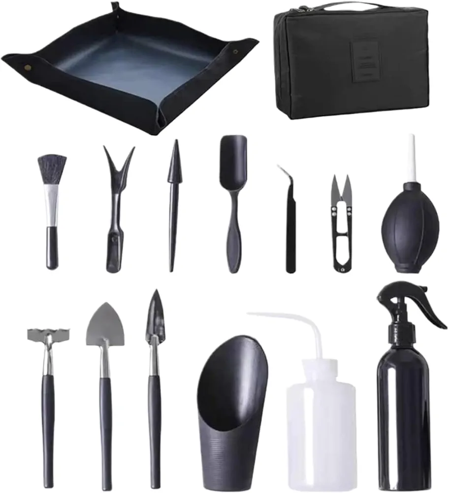 Succulent Tool Kit 15Pcs/Set Mini Handheld Bonsai Tree Kit Professional Bonsai Kit Transplanting Watering Trimming Gardening Tools for Plant Care Succulent Tool Kit Bonsai Tree Kit Bonsai Tools Bon