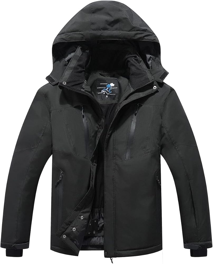 PHIBEE Men's Outdoor Waterproof Windproof Fleece Warm Ski Jacket