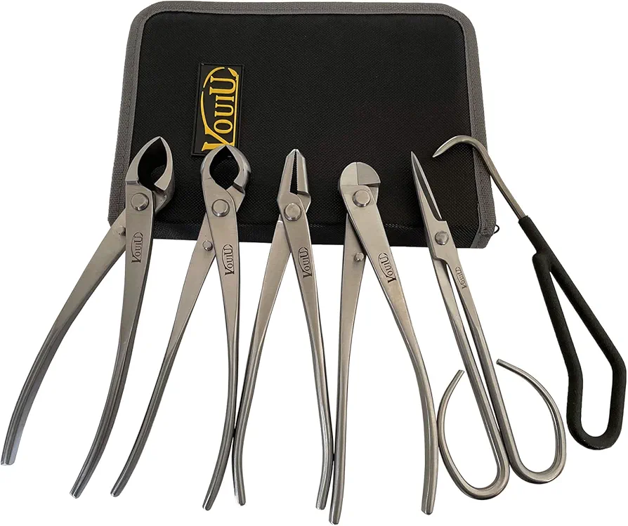 6-Piece Bonsai Tool Set,Concave Cutter,Knob Cutter,Jin Pliers,Wire Cutter,Bonsai Scissors, Bonsai Root Hook