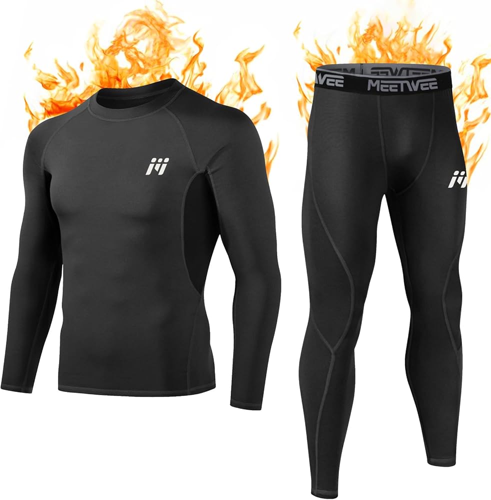 MEETWEE Thermal Underwear for Men, Winter Base Layer Set Tops & Long Johns Winter Ski Cold Weather Gear for Heat Retention