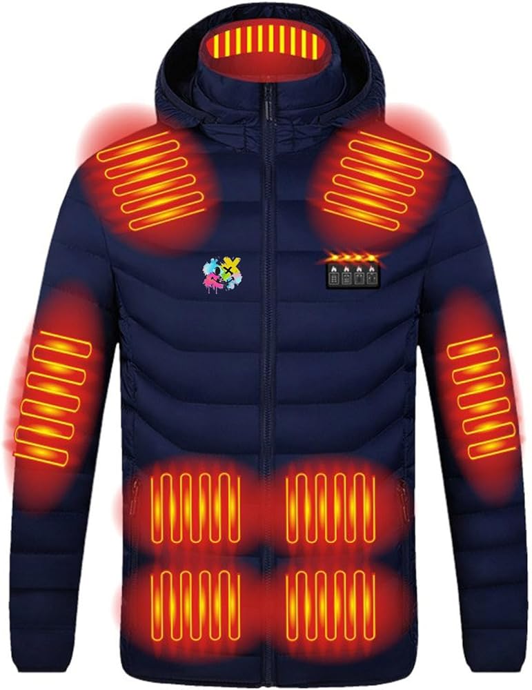 Heated Jacket,Full Cover Electric Heating Jacket,21 Zones Carbon Fiber Smart Heating Quickly without Bank S-6XL