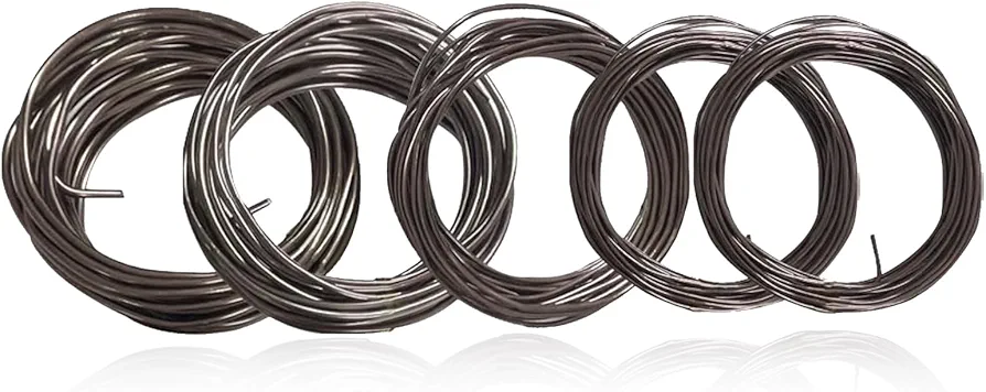 5 Rolls Bonsai Wire, Anodized Aluminum Bonsai Tree Wire in 5 Sizes - 1.0mm, 1.5mm, 2.0mm, 2.5mm, 3.0mm, Bonsai Training Wire Kit (78.7FT Total) for Supporting Bonsai Branches Small Trunks, Dark Copper
