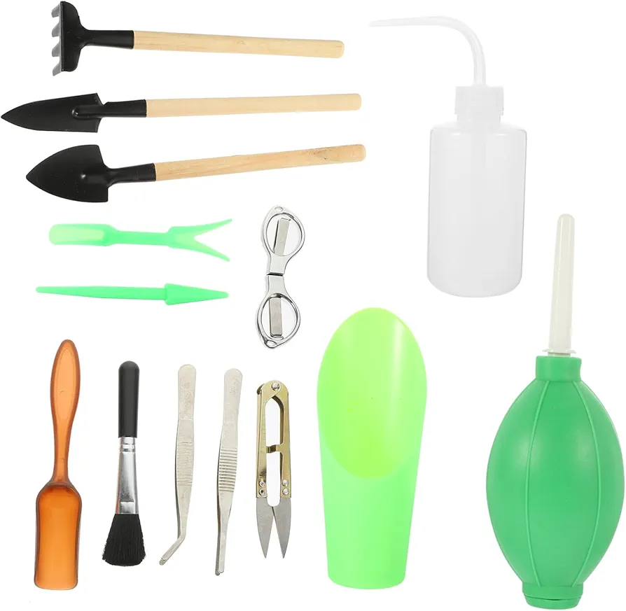 MERRYHAPY 1 Set Bonsai Tree Terrarium Kit Tweezers Plant Leaf Blower Garden Rake Garden Shovels Tool Garden Tool Gardening Trowel Gardening Hand Tools Gardening Tools Garden Shears Plastic