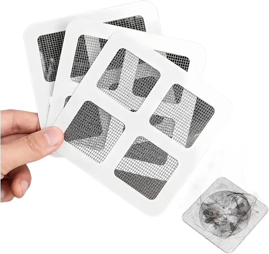 Disposable Shower Drain Hair Catcher Mesh Stickers, 50 Pack Disposable Shower Drain Cover, Mesh Drain Cover, Disposable Shower Drain Cover for Bathroom Bathtub, Bathroom Accessories