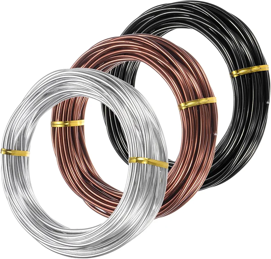 3-Rolls 3mm Bonsai Training Wire, 98.4 Feet Total Anodized Aluminum Bonsai Wires for Bonsai Tree Shaping/Branches Fixing/Trunk Holding/DIY Crafting [32.8ft Each, 3 Colors]