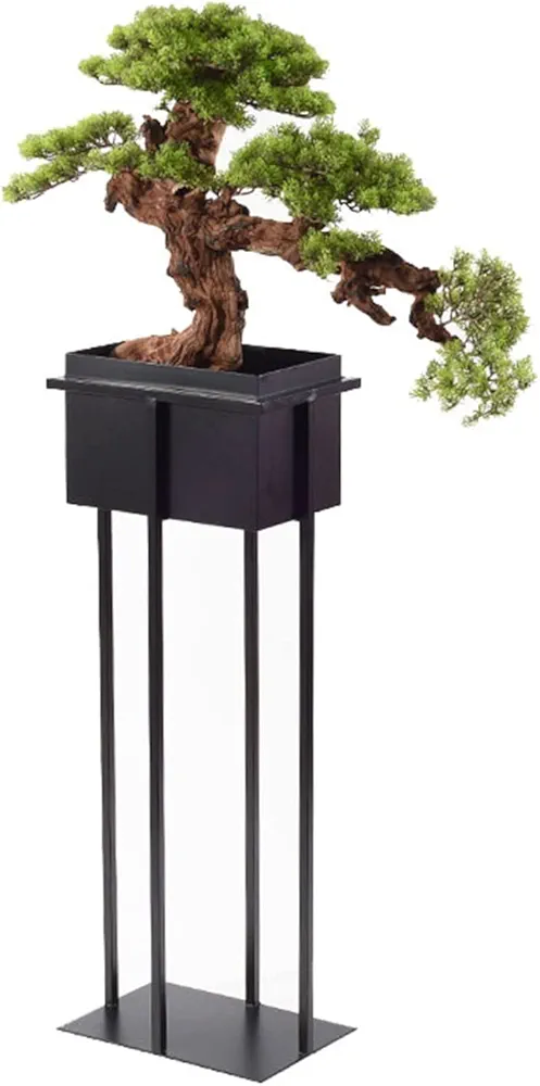 Artificial Potted Plants Houseplant Artificial Plants Bonsai Pine Tree Zen Floorstand Simulated Welcome Pine Bonsai Ornament with Iron Stand Corridor Decoration Artificial Tree (Size : L)