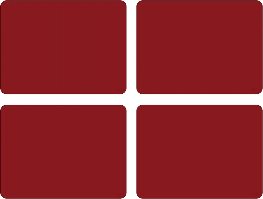 GASARÉ, Placemats Set of 4, Silicone Placemats, Table Mats, Non-Slip, Easy to Clean, Heat Resistant, Flexible, 20% Thicker, 16 x 12 inches x 1.1mm, Red