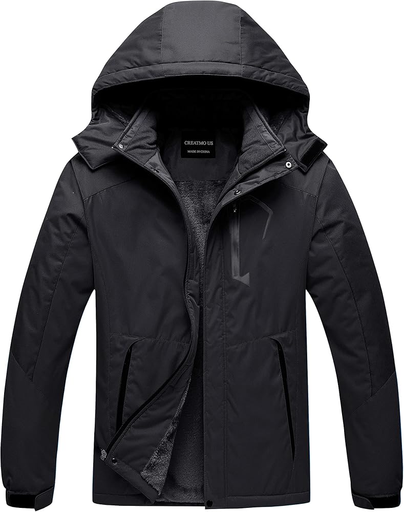 CREATMO US Men's Mountain Waterproof Ski Jacket Snowboard Jacket Windproof Snowboarding Jacket Warm Winter Coat Raincoat