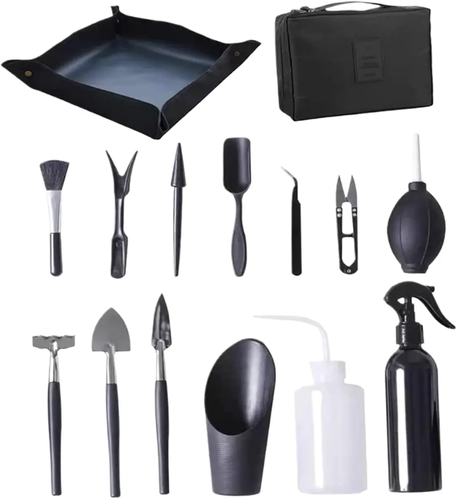 Tool Sets Succulent Tool Kit 15Pcs/Set Mini Handheld Bonsai Tree Kit Professional Bonsai Kit Transplanting Watering Trimming Gardening Tools For Plant Care