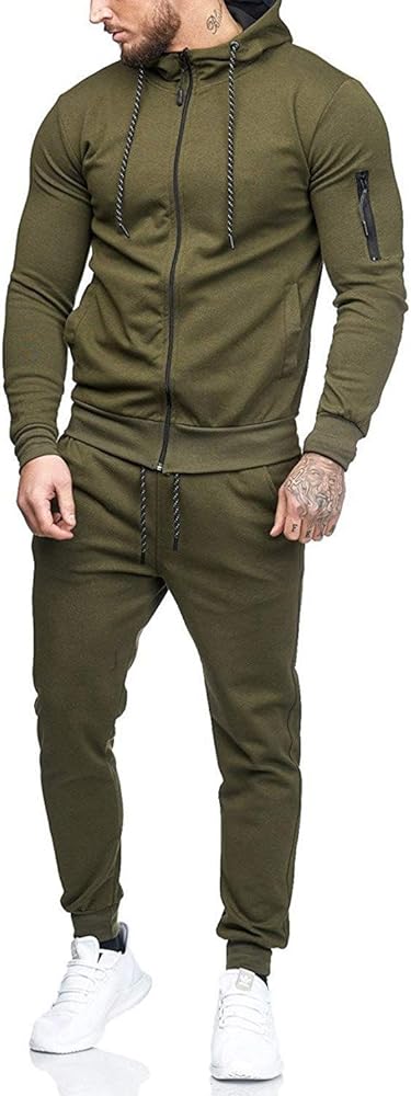 WZIKAI Men's Tracksuits,2 Piece Hooded Athletic Sweatsuits for Mens Casual Jogging Suits Sets