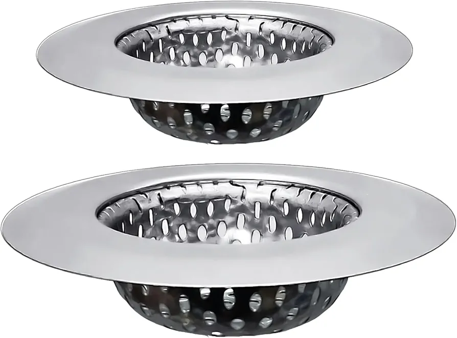 Small Bathroom Sink Strainer, Small Drain Hair Catcher for Shower Bath Tub Laundry Sink, Stainless Steel Drain Basket, 2.90" Top / 1.50" Basket and 2.12" Top / 1.15" Basket, 2-Pack