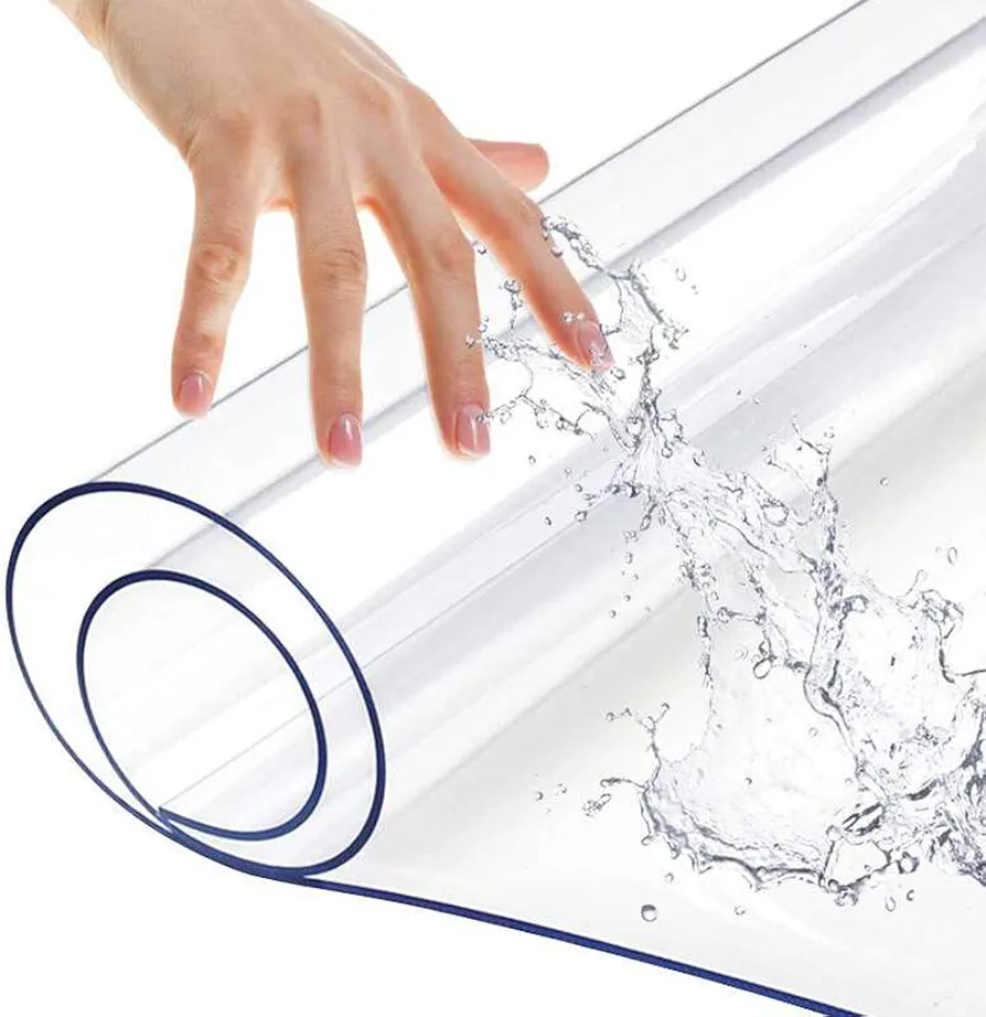 Multi Size Crystal Clear Table Pad-18x48 inch Water Resistant Plastic Pvc Table Protector Rectangular Vinyl Heat Resistant Desk Protection Mat for Coffee Table Liner Writing Office Desk Cover Topper