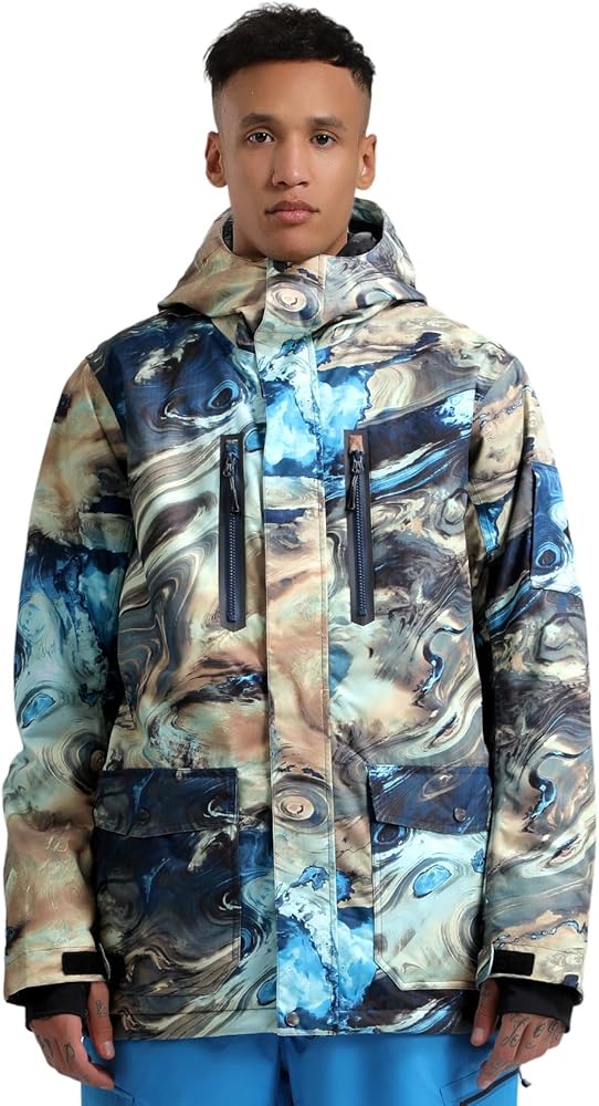 GSOU SNOW Men's Ski Jacket Snowboard Snow Coat Waterproof Windproof Insulated Winter Mountain Outdoor Sports Hooded Warm