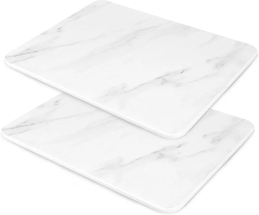 2 Pack Stone Drying Mat for Kitchen Counter, Super Absorbent, Heat Resistant Dish Drying Mats, Eco-Friendly Diatomaceous Earth Stone Rack Tableware Mat (11.8x15.8 inch, Whtie Marble)