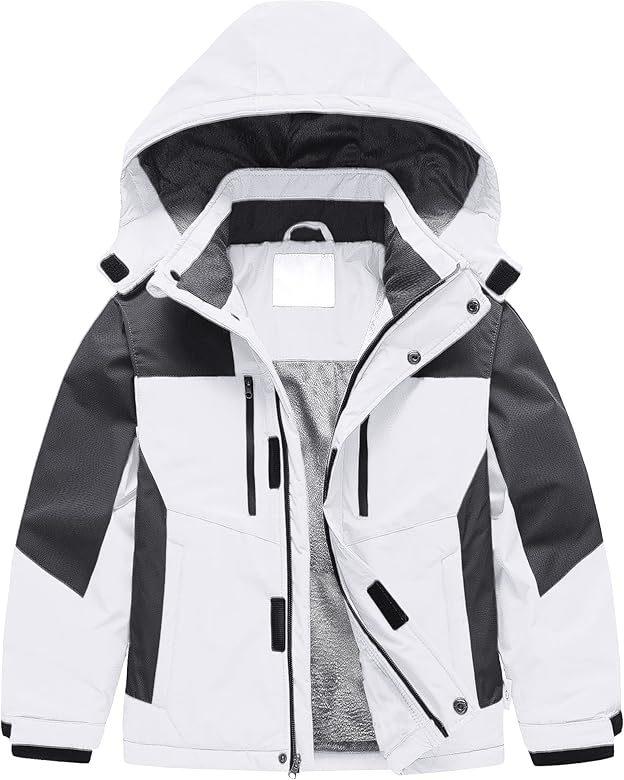 Pursky Boy's Waterproof Ski Jacket Kids Winter Snow Coats Fleece Raincoats Parka