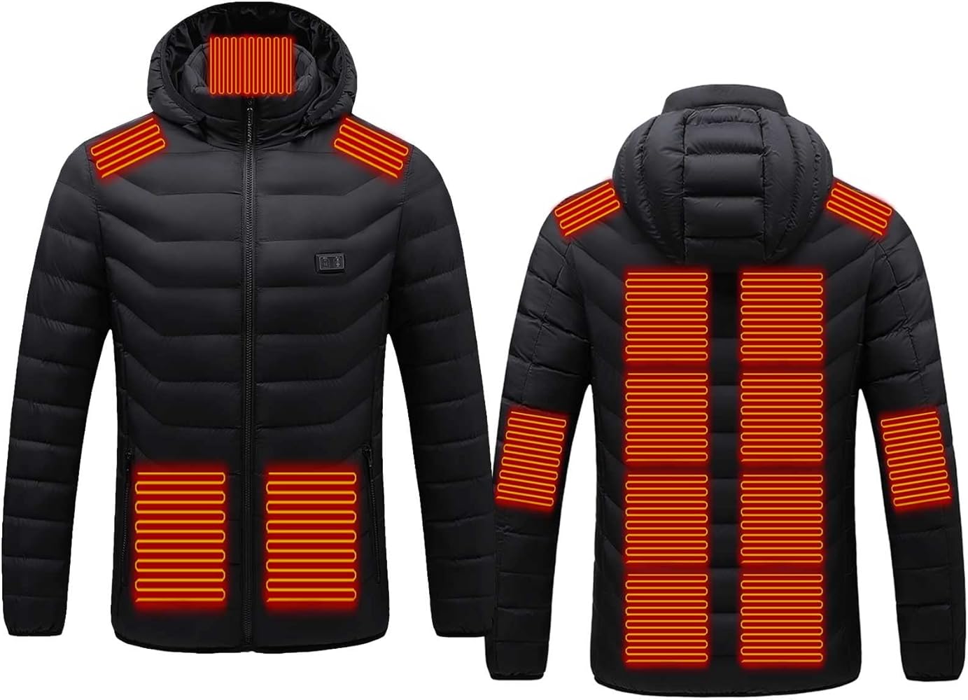 Heated Hooded Jacket for Men Women USB Charging Electric Body Warmer Washable Heated Hoodie Coat Waterproof& Windproof