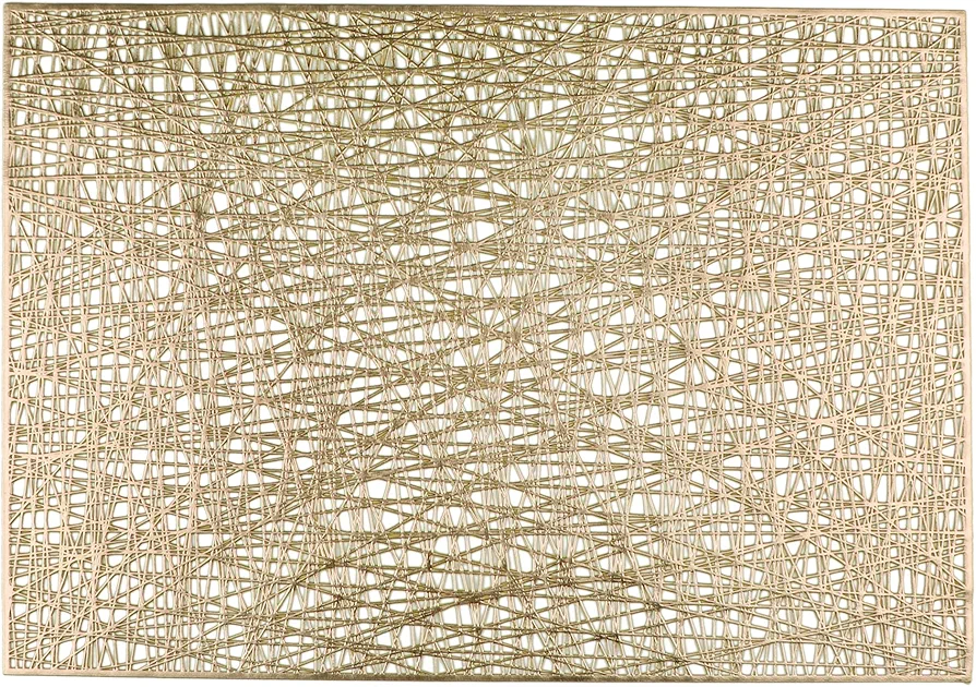 Snowkingdom Gold Rectangle Placemats Set of 4 Metallic Vinyl Easy to Clean Non-Slip Stain Heat Resistant Washable Wipeable Morden Abstract Table Mats for Dinning Wedding Party Festival