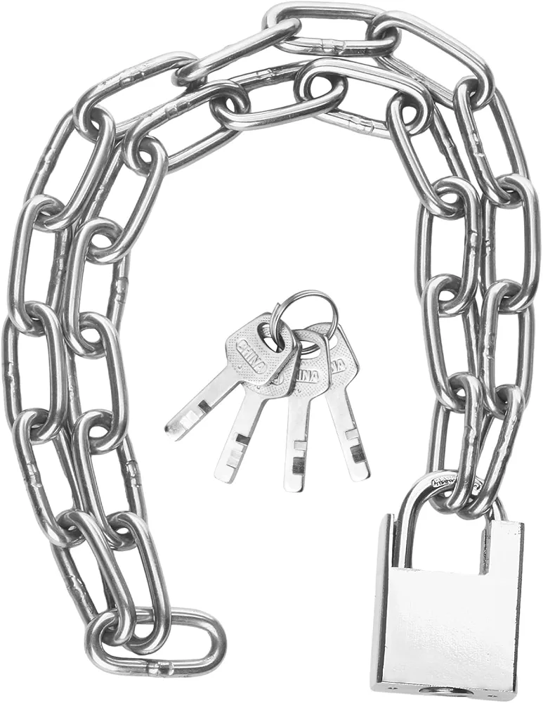 40 inch/1 Meter Bicycle Chain Lock, Bicycle Lock, Security Chain, Motorcycle Lock, Stainless Steel Chain with Anti-Cut Padlock and Garage Key, Door, Fence, Scooter Lock, Anti-Theft Protection