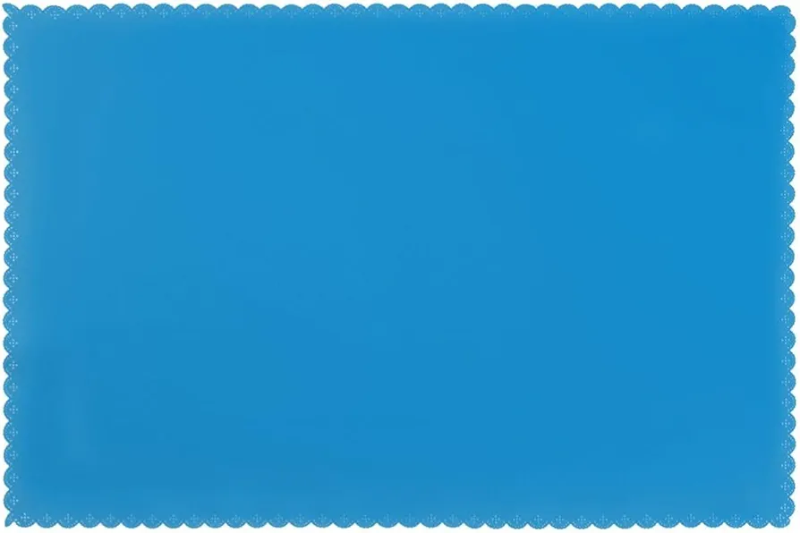 Solid Color Blue Heat Resistant Placemats Set of 6,Easy to Clean Anti-Slip Place Mats,Stain-Resistant Kitchen Table Mats 12x18in